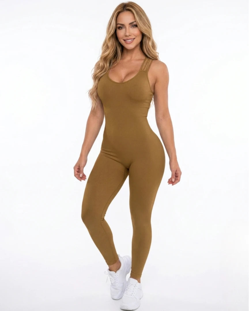Enterizo Deportivo Seamless  con Espalda Cruzada