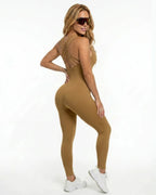 Enterizo Deportivo Seamless  con Espalda Cruzada