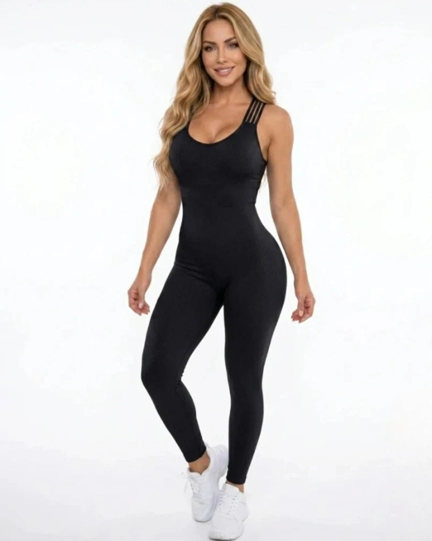 Enterizo Deportivo Seamless  con Espalda Cruzada